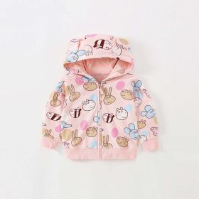 Baby Girl Cartoon Animals Print Pattern Long Sleeve Cute Zipper Coat (Size/Age: 130 (7-8Y))