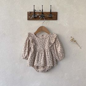 Baby Girl Ditsy Flower Graphic Ruffle Design Long Sleeve Bodysuit Dress (Size/Age: 90 (12-24M))