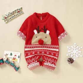 Baby Cute Christmas Elk Pattern Autumn Winter New Style Romper (Size/Age: 80 (9-12M))