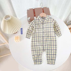 Baby Boy Classic Plaid Pattern Lapel Design Long Sleeve Rompers (Size/Age: 90 (12-24M))