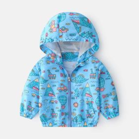 Baby Boy Cartoon Pattern Zipper Front Design Mesh Cloth Jacket Coat (Size/Age: 120 (5-7Y))