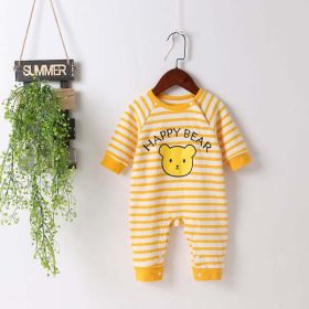 Baby Cartoon Bear & Striped Pattern Crotch Jumpsuit Romper (Size/Age: 90 (12-24M))