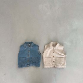 Baby Denim Single Breasted Design Sleveless Coat (Size/Age: 80 (9-12M))